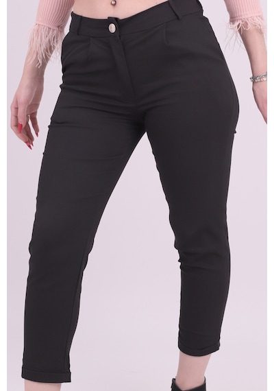 Armonika Kadın Siyah Beli Lastikli Paçası Katlamalı Pantolon Arm-26k136042