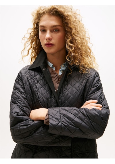 Tommy Hilfiger Padded Nylon Reg Quılted Coat Kadın Siyah Parka - Ww0ww46448 Siyah