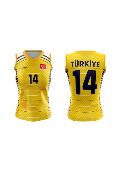 Voleybol Forması Türkiye Model Dijital Baskı Kişiye Özel Tasa... Sarı