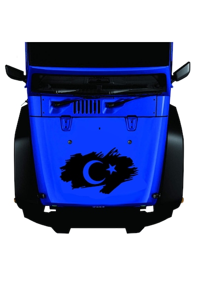 Ay Yıldız Sticker - Türk Bayrağı Sticker - Oto Araba Kaput Cam Karavan Motosiklet Araç Sticker - 00341 40x23 Cm