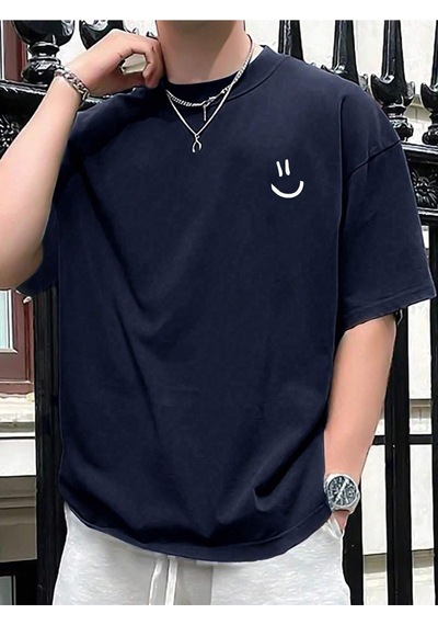 Flood Of Style Erkek Lacivert Emoji Baskılı Oversize