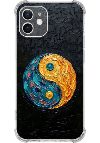 Apple Uyumlu iPhone 12 İle Köşe Korumalı Kılıf Metamorfoz Dualite Tasarımlı Uv Baskılı Şeffaf
