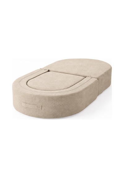 Homedius Sofa Bed Katlanır Yatak Olabilen Berjer Koltuk Puf Seti Krem