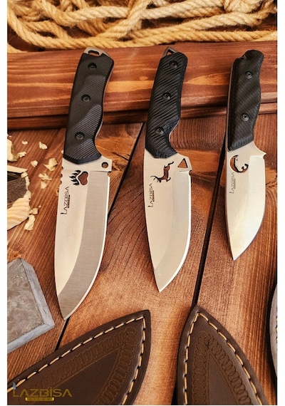 Lazbisa Outdoor Piknik Kamp Bıçağı Bıçak Kılıflı Mutfak Bıçağı Çakısı Siyah