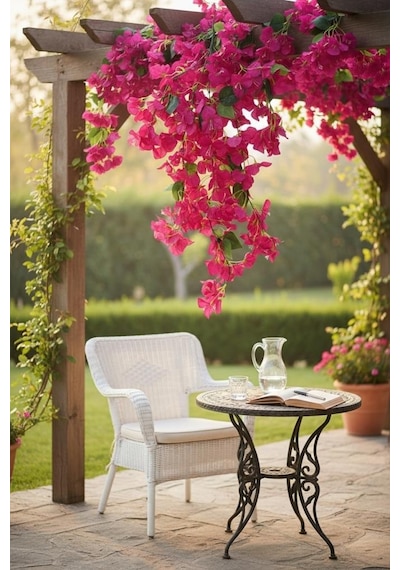Yapay Çiçek Fuşya Begonvil Çiçeği 5 Dallı 60cm Sarkan Çiçek Bg605 Fusya