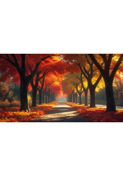 Doğa Ve Manzara Yatay Sonbahar Ağaçlar Güneş Işığı 03 Çerçevesiz 90x60cm Pvc Tablo