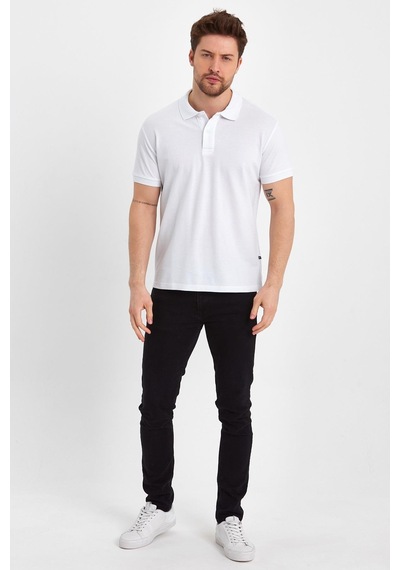 Nemonti Premium Penye Polo Yaka T-shırt Beyaz