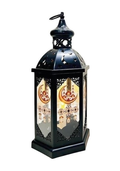 43 Cm Ramazan Ledli Siyah Model Tek Mumlu Lüks Fener - Pil Dahil Dekoratif Ramazan Feneri Diğer