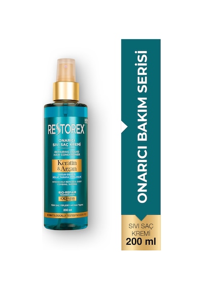 Restorex Keratin & Argan Onarıcı Sıvı Saç Bakım Kremi 200 Ml - Yıpranmış Ve Hasar Görmüş Saçlar