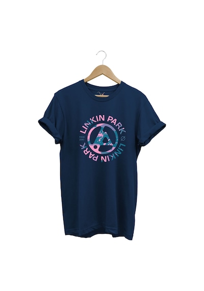 Müzik Grubu Rock Metal Baskılı Linkin Park Cool %100 Pamuk Bisiklet Yaka Lacivert T-shirt Lacivert