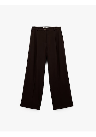 Koton Pile Detaylı Loose Fit Geniş Paça Kumaş Pantolon Kahverengi 6wak40181pw Kahve