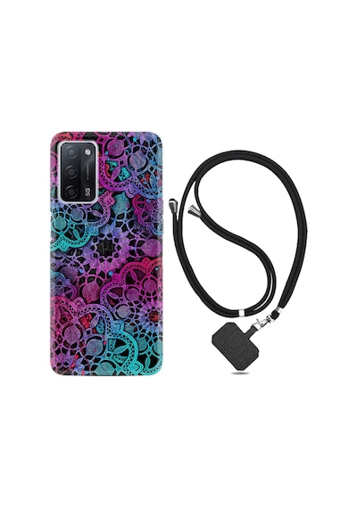 Oppo A55 Kılıf Boyun Askılı Colurful Mandala 1667