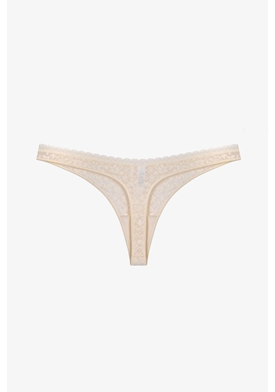 Penti Bej Easy Lace Dantel V Model Tanga Külot