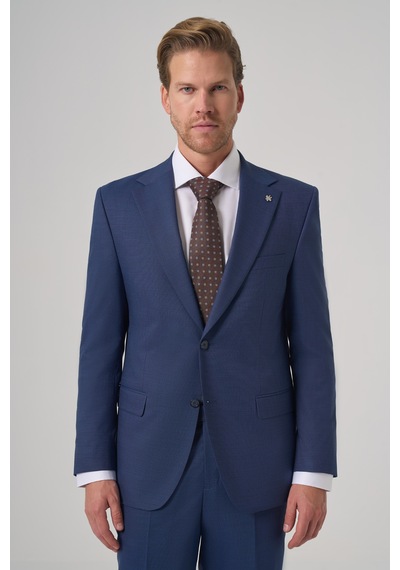 Morven Erkek Lacivert Yünlü Trend Desenli Dynamic Fit Mono Yaka Takım Elbise 26mc001039200 Lacivert