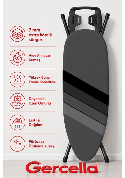 Hediyeli Corsa Ütü Masası Kılıfı Bezi Örtüsü Açık Gri