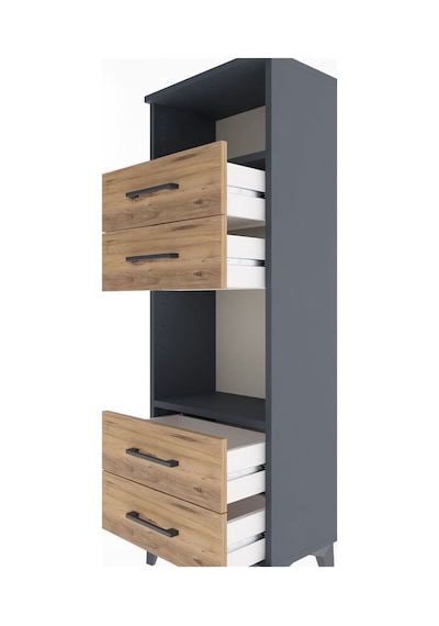 Arges Dolap 2 Raflı 4 Çekmeceli 44x30x134 Antrasit-çam Antrasit