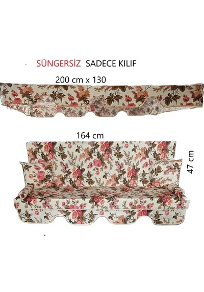3 Kişilik Lüks Salıncak Kılıf Seti Süngersiz İngiliz Gülü KARIŞIK