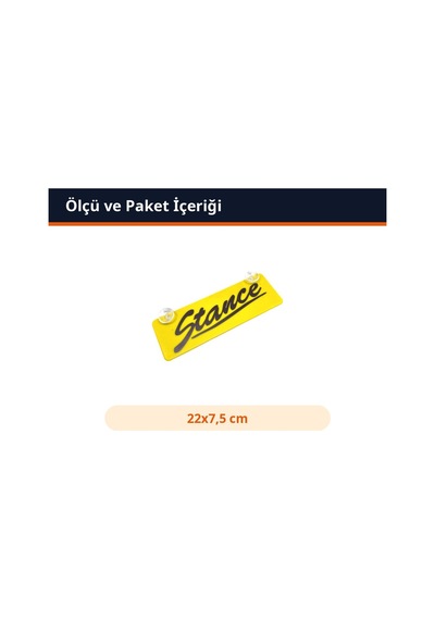 Trobus Vantuzlu Dekor Plaka Cam Süsü Stance Yazılı 22x7,5 Cm Sarı
