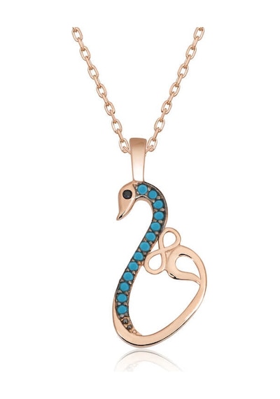 Gümüş Rose Sonsuzluk Kadın Kuğu Kolye Sl4844 Gümüş