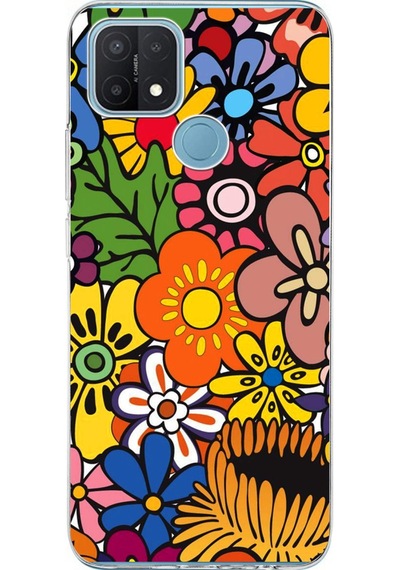 Oppo A15 İle Uyumlu 1mm Slim Fit Retro Renkler 2 Baskılı Şeffaf Kılıf Şeffaf