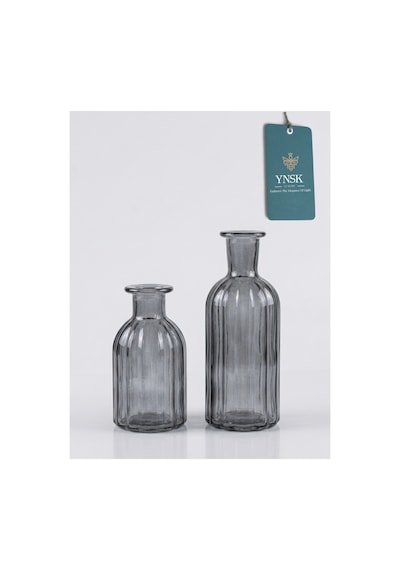 Chacha Home Luxury Nordıc 2 'li Minimalist İthal Dekor Cam Vazo Füme