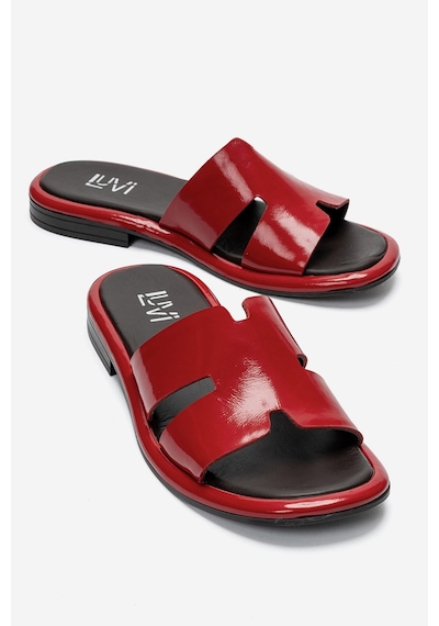 Luvi Shoes Brıo Kırmızı Rugan Hakiki Deri Kadın Terlik