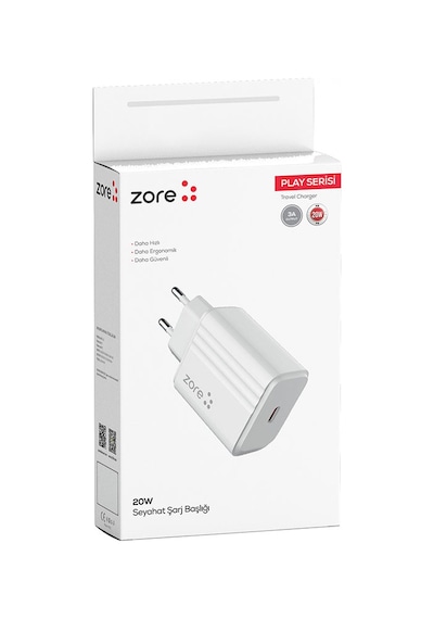Zore Play Serisi Pl2 20w Pd Seyahat Şarj Aleti - Beyaz