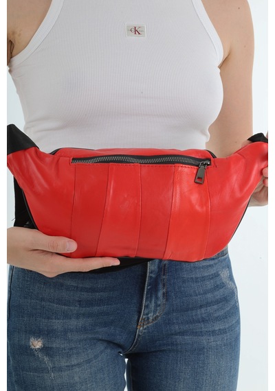 Nahitatyana Unisex Kırmızı Çok Cepli Hakiki Deri Freebag Bel Çantası Ve Omuz Çantası Kırmızı - 121763658 Kırmızı