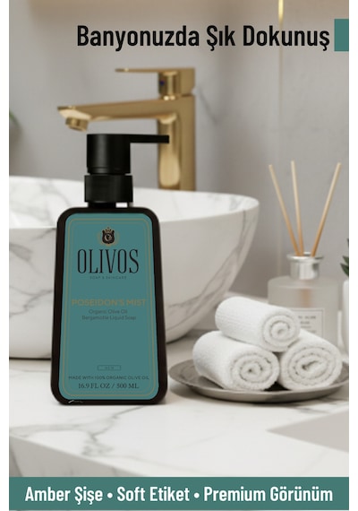 %100 Doğal Zeytinyağlı Bergamot Kokulu Sıvı El Sabun, Nemlendiric