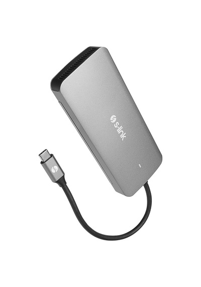 S-link Swv-usbc036 6 İn 1 Gri Metal Type-c To Hdmı+usb3.0+pd3.0 Usb-c 3.1 M.2 Ssd Fonskiyonlu 6 İn 1 Usb-c Hub, Type C M.2 Ssd Okuyucu
