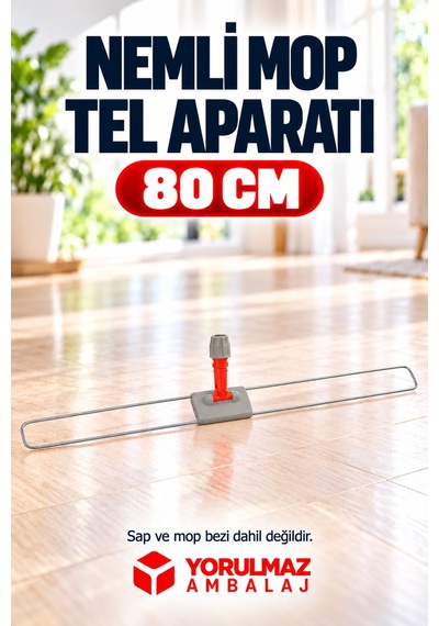 80 Cm Tel Mop Aparatı Bağcıklı Cepli Mop Uyumlu Katlanabilir Paspas Aparatı
