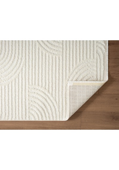 Wool Wl010a Beyaz Modern Desen Kabartmalı Doku Pamuk Tabanlı Kaymaz Halı-784 Beyaz