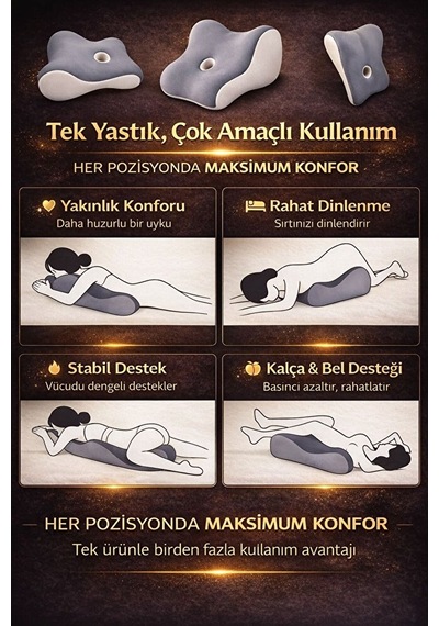 Yalnızlar Yastığı Premium Ergonomik Yakınlık Destek Yastığı, Çok Amaçlı Ortopedik Konfor Yastığı Gri