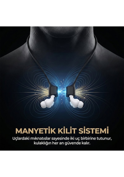 Caseonn Huawei Freebuds Se 2 / Se 3 Manyetik Boyun Askısı Kulaklık Tutucu İp Siyah