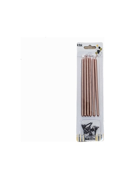 Uzun Mum Altlıklı 14cm 6lı Bakır Bakır