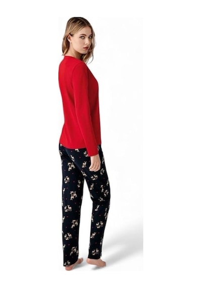 Arnetta %100 Pamuk Geyik Desen Bayan Pijama Takım Kırmızı