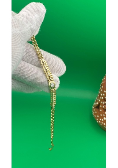 Xuping 14k Zirkon Taşlı Balık Sırtı Model Kadın Bileklik Altın