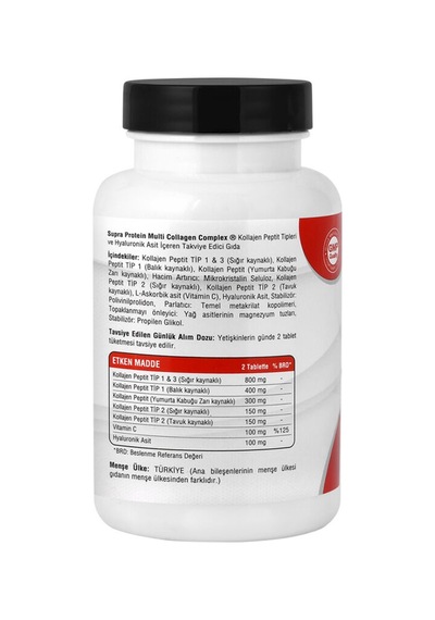 Supra Protein Multi Kolajen Complex Takviye Edici Gıda 60 Tablet