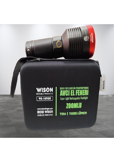 Wıson Ws-10500 70w 7000 Lümen Zoomlu Profesyonel El Feneri Siyah