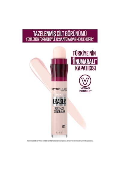 Maybelline New York Instant Eraser Kapatıcı 03 Fair + Mini Lash Sensational Maskara