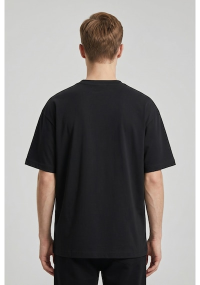 Black Nova Oversize Baskılı Unisex %100 Pamuk T-shirt Motorclub Siyah