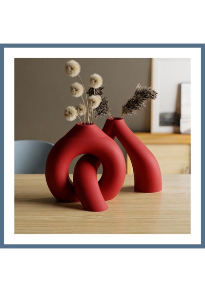 Buradabulabilirsin 3d Baskı Interlocking Vazo - İç İçe Geçen Dekoratif Vazo-kırmızı Bbz