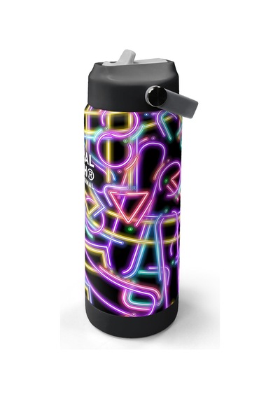 Coral High Siyah Renkli Neon Desenli Katlanır Ağızlıklı Çelik Termos 650 Ml 38330 Siyah