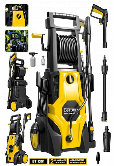 Butools ST-17 180 Çelik Şanzuman Musluk ve Kovadan Çekme Yüksek Basınçlı Yıkama Makinesi Sarı