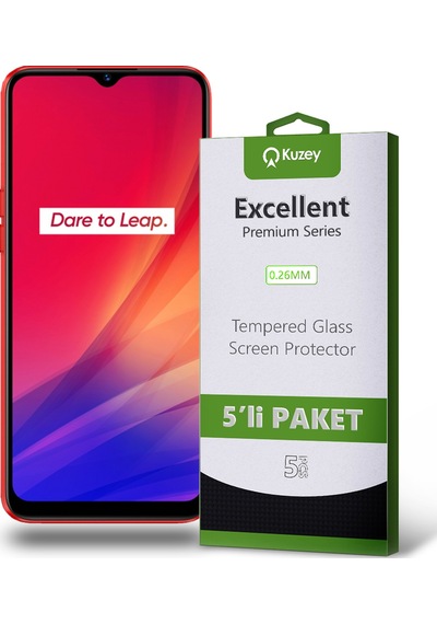 Realme C3 ile Uyumlu Temperli Ekran Koruyucu Kırılmaz Cam Ekonomik 5'li Paket