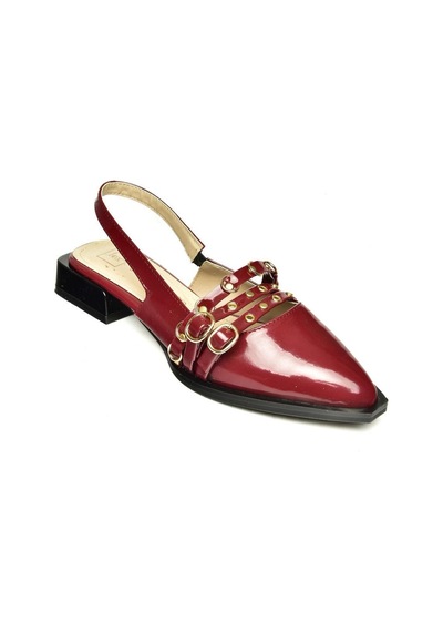 Fox Shoes U518700508 Bordo Rugan Alçak Topuklu Kadın Ayakkabı Bordo