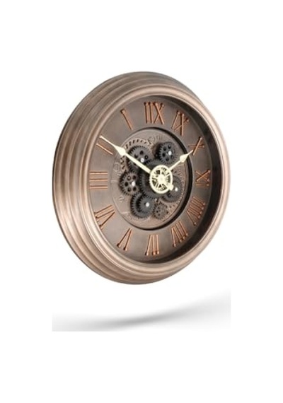 Antik Eskitme Kadranlı Duvar Saati, 40 Cm Bronz Renk 0240-keçe-şekilli-48cm