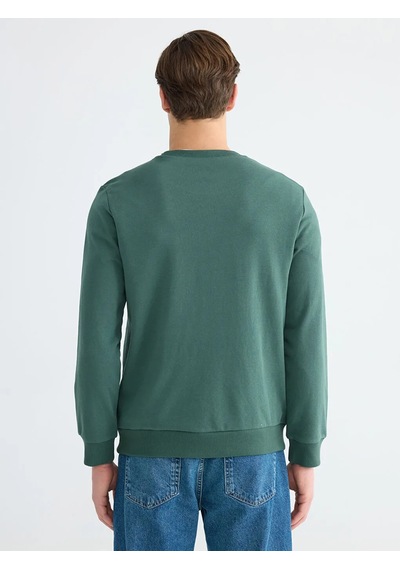 Lc Waikiki Yeşil Bisiklet Yaka Baskılı Erkek Sweatshirt