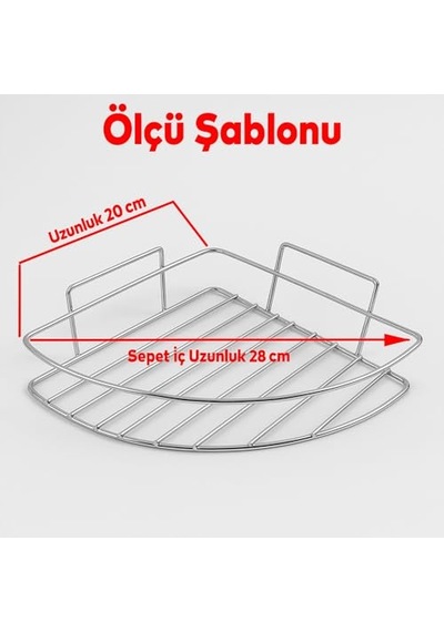 Köşe Rafı 304 Paslanmaz Çelik Şampuanlık 23x23 Cm Kbk100 Diğer