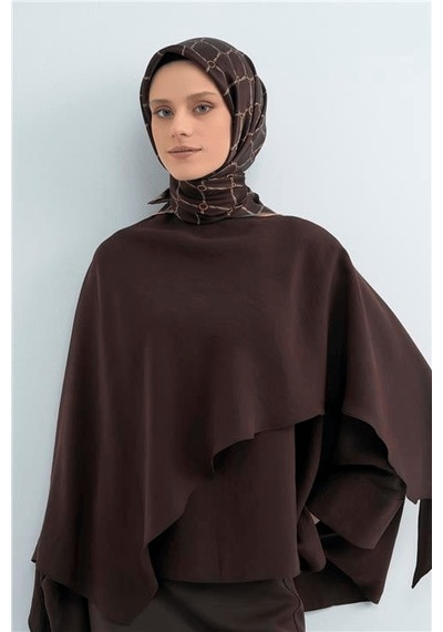 Armine İpek Eşarp 2026 Yaz - 9538-31 Kahverengi Twill